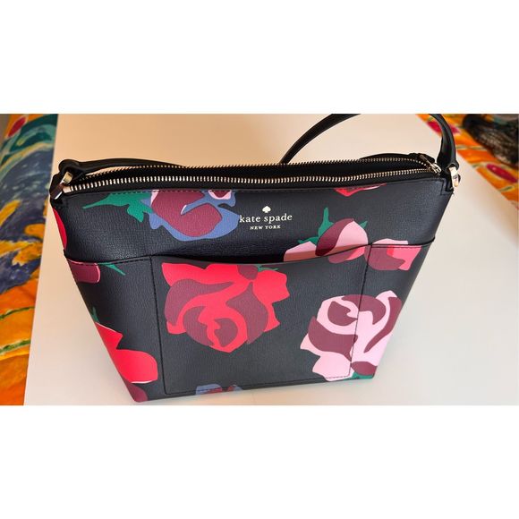 kate spade Handbags - Kate Spade Patrice Bold Roses Black Red Floral Print Satchel Crossbody Handbag